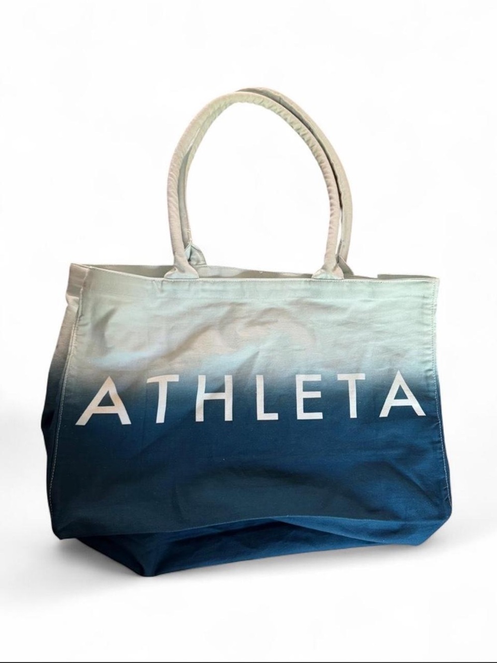 Athleta Ombre Teal-to-Navy Canvas Tote
